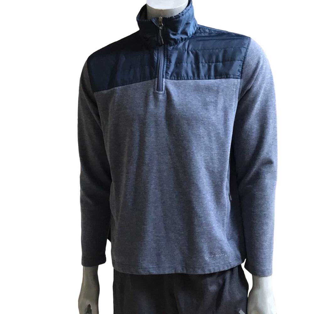 Eddie Bauer 1/4 Zip Blue Polyester Cotton Jacket Blue Men's Size Medium
